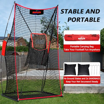 Kapler Football Kicking Net - 7X4FT Portable Football Throwing Net with Target Zone Attachment - Field Goal Kicking Cage Practice for Backyard Skill Improvement for Youth and Adults