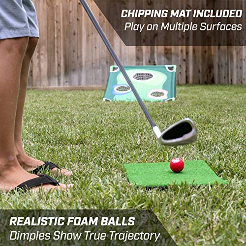 GoSports BattleChip Backyard Golf Cornhole Games – Includes Targets, Chipping Mats, Foam Golf Balls, Scorecard and Carry Case - style: BattleChip Classic