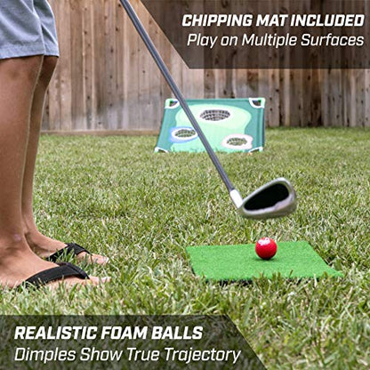 GoSports BattleChip Backyard Golf Cornhole Games – Includes Targets, Chipping Mats, Foam Golf Balls, Scorecard and Carry Case - style: BattleChip Classic
