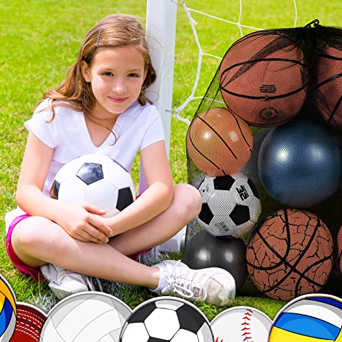 Woanger 6 Pcs Extra Large Mesh Bag Bulk, 35 x 27 Inch Sports Ball Bag with Adjustable Shoulder Strap Drawstring, Sports Equipment Storage Organizer for Gym, Beach, Cloth, Swimming Gears