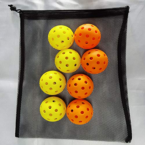 Mike Indoor Sports Pickleball Balls, Specifically Optimized Design Pickleball Balls, Flight Trajectory is Stable, 4 Yellow Balls and 4 Orange Balls Pack of 8 with A Mesh Bag