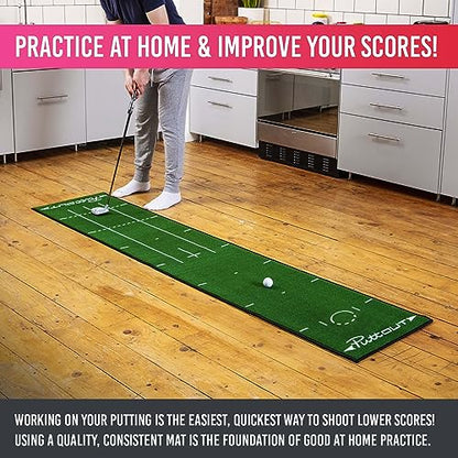 PuttOUT Medium Putting Mat - Perfect Your Golf Putting (7.9ft x 1.6ft)(Green)