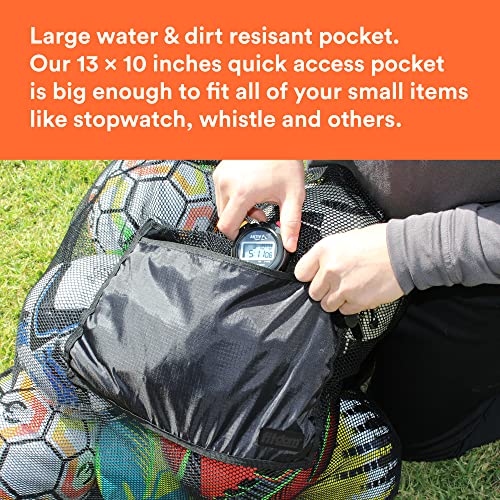 Fitdom Extra Large Heavy Duty Mesh Bag. Best for Soccer Ball, Water Sports, Beach Cloth, Swimming Gears. Adjustable Shoulder Strap. Secure Side Pocket - style: 40" X 30" Large