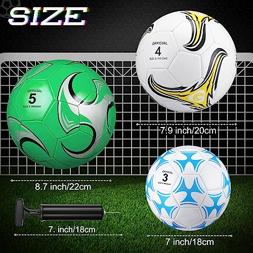 Deekin 6 Pcs Soccer Ball Bulk with Pump Needle Size 5/4/3 Deflated Official Soccer Ball for Indoor Outdoor Sport Training Practice Accessories for Child Teen Adult Game Training - size: Size 4