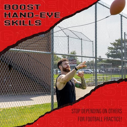 Official Size Football - Pass Back Trainer - Practice Throwing & Catching Indoors/Outdoors - Football Gear