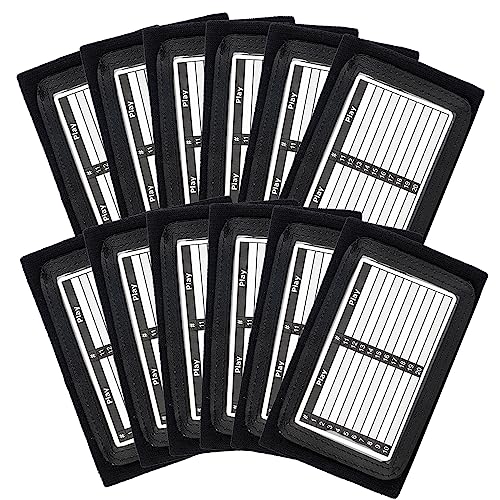 12 Pack Quarterback(QB) Play Wristband - Triple Windows 3 Playsheet Compartments - Football, Baseball, All Sports - Youth,Black