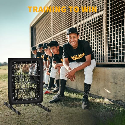 Upgraded 9 Hole Pitching Net, Baseball Pitching Target with Strike Zone Pockets, Height Adjustable Softball Baseball Training Equipment for Hitting and Pitching