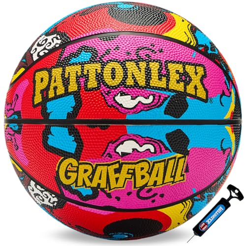 Basketballs 28.5" Leather Basketballs Official Size 6 Indoor Outdoor Basketball Youth Women(Deflated) - color: Graffiti-Pink