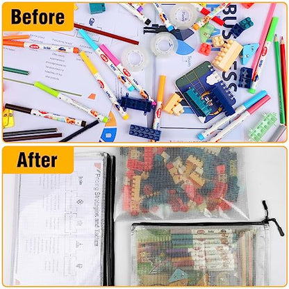 24pcs Large Mesh Zipper Pouch File Bags YOPCDJ Reusable Zippered Pouches for Organizing Classroom, Board Game Storage, Puzzle Bags Black