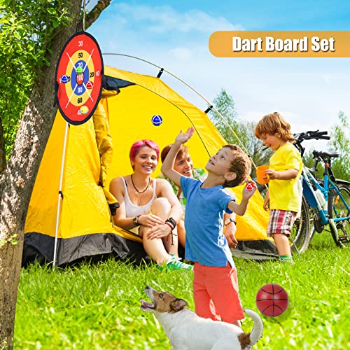 2 in 1 Basketball Hoop and Dart Board, 14" Dart Board for Kids, Basketball Hoop for Kids Toddlers, Sports & Outdoor Play, Birthday Gift Toys for 3 4 5 6 7 8 9 10 Year Old Boys Girls Kids, Party Favors - style: 2 in 1 Red Theme