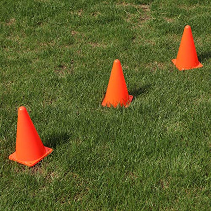 CARTMAN Plastic Training Cones (Set of 12/24 Pack 9" or 12/24 Pack 7" or 12/24 Pack Disc Cone) Agility Soccer Cones, Indoor Outdoor and Festive Events Field Marker Agility Cones