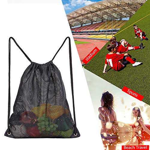 COVAX Heavy Duty Mesh Drawstring Bag, Sport Equipment Storage Bag for Beach, Swimming