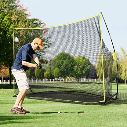 Golf Net, 10x7ft Golf Practice Net with Noise Reduce Silk Target Driving Real Balls, Hitting Nets for Backyard Garage, Improve Chipping Putting Pitching,Gift for Men & Golfers - color: Yellow