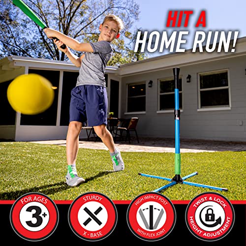 Franklin Sports Youth Batting Tee - Adjustable Height Plastic Training Tee for Kids + Toddlers - 23" to 33" Inches - style: XT Batting Tee – Blue