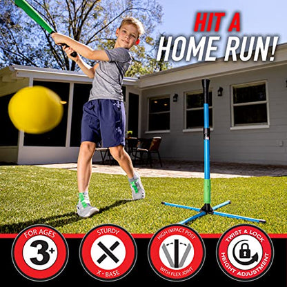 Franklin Sports Youth Batting Tee - Adjustable Height Plastic Training Tee for Kids + Toddlers - 23" to 33" Inches - style: XT Batting Tee – Blue