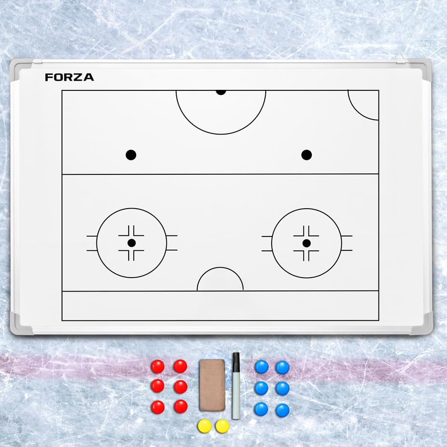 FORZA 35in x 24in Double-Sided Sports Coaching Whiteboard | 13 Sport Options - Dry Erase Board Equipped with Magnetic Markers, Pen & Eraser (Hockey, Without Carry Bag) - size: Without Carry Bag, style: Ice Hockey