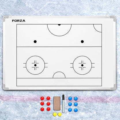 FORZA 35in x 24in Double-Sided Sports Coaching Whiteboard | 13 Sport Options - Dry Erase Board Equipped with Magnetic Markers, Pen & Eraser (Hockey, Without Carry Bag) - size: Without Carry Bag, style: Ice Hockey
