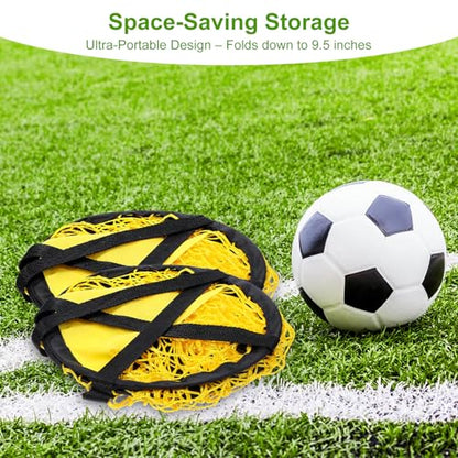 4PCS Soccer Goal Target Nets – High-Visibility Yellow Training Aids for Football Shooting Accuracy, Durable Fiberglass & Oxford Cloth Design, Easy to Attach/Detach