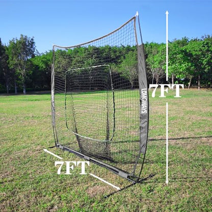 7x7ft/8x8ft Baseball Softball Net with Steel Frame for Batting, Hitting, Pitching, Portable Baseball Batting Net with Carry Bag, Great for All Levels - size: 7FT Black