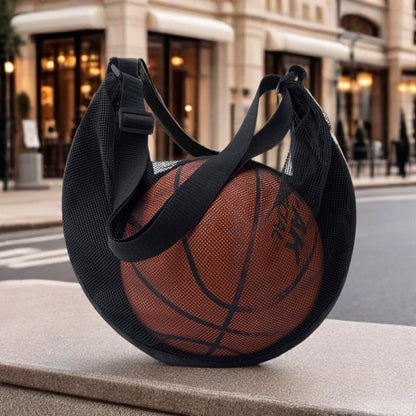 Basketball Soccer Volleyball Bag – Large Capacity Sports Ball with Single Shoulder Strap, Portable Training Storage Sack - color: Black