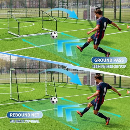 GarveeLife 3-in-1 Soccer Rebounder Net 7x5ft, Large Football Goal Trainer with High, Low Shot Zones, Durable Steel Frame, for, Passing, Ball Control, Solo, Team Skill Practice