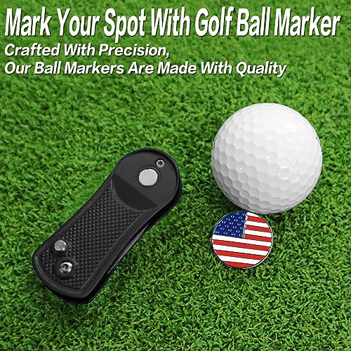 FINGER TEN Golf Divot Repair Tool and Ball Marker Switchblade Value Pack, Foldable Magnetic Stainless Steel with Pop-up Button for Men Women - color: B: 2 in Black