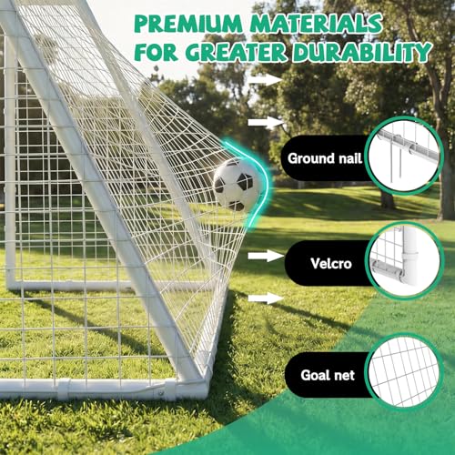 16x7 Portable Soccer Goal Heavy Duty Steel Frame for Backyard | Official 9v9 Youth Football Goals with High-Impact Net | Soccer Training Equipment for Kids, Teens & Family