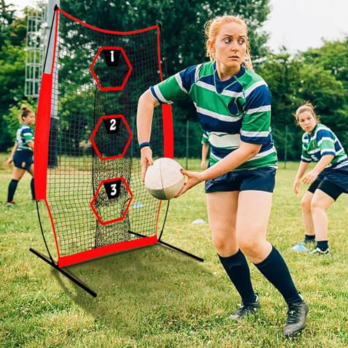 Doublehorse Football Kicking Net - 5x7FT Portable Rugby Quarterback Target Toss Throwing Practice Training Game for Outdoor Indoor Backyard Sports Field Teens Adults Practice Gifts