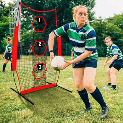 Doublehorse Football Kicking Net - 5x7FT Portable Rugby Quarterback Target Toss Throwing Practice Training Game for Outdoor Indoor Backyard Sports Field Teens Adults Practice Gifts