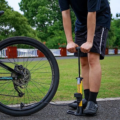 Bike Pump with Pressure Gauge- 160 PSI Bicycle Floor Pump fits Presta & Schrader Valve - Bike Pump with Air Ball Pump Inflator