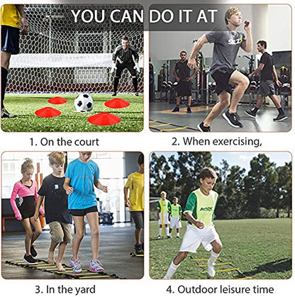 Agility Ladder Speed Training Ladder, Cones Football Training Equipment, Kids/AdultSports Fitness Training Set, with Resistance Parachute