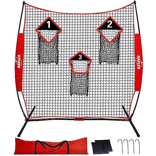 Kapler Football Trainer Throwing Net - 6 x 6 ft Nets with 3 Target Pockets - Protable Quarterback Accuracy Improving for Youth and Adults Backyard Drills - Includes Carry Bag