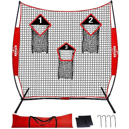 Kapler Football Trainer Throwing Net - 6 x 6 ft Nets with 3 Target Pockets - Protable Quarterback Accuracy Improving for Youth and Adults Backyard Drills - Includes Carry Bag