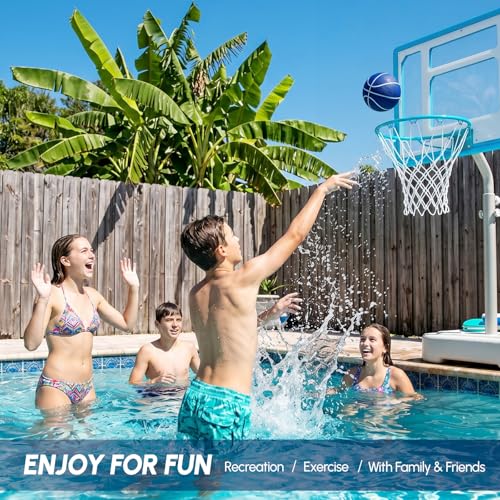 PEXMOR 2.95FT - 3.94FT Adjustable Height Basketball Hoop for Poolside, Shatterproof PC Backboard & Impact Resistant Filling Base, Upgraded Knobs Adjust Height Easily, for Pool Outdoor Teens Adults