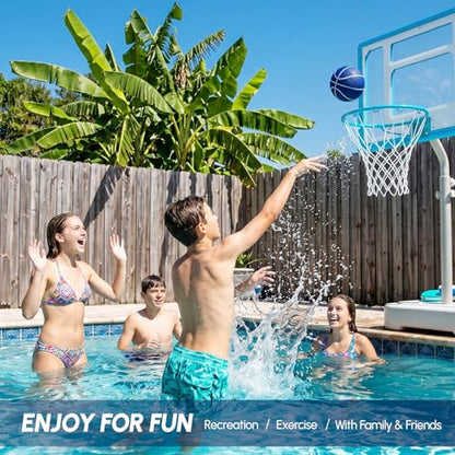 PEXMOR 2.95FT - 3.94FT Adjustable Height Basketball Hoop for Poolside, Shatterproof PC Backboard & Impact Resistant Filling Base, Upgraded Knobs Adjust Height Easily, for Pool Outdoor Teens Adults