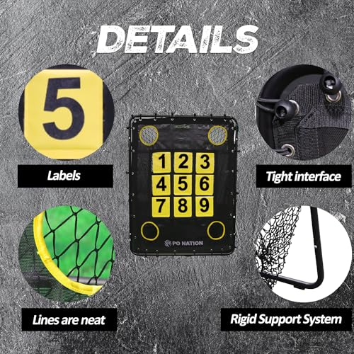 Baseball Pitching Net with Strike Zone Target for Training | Pitchers Practice Net for Baseball & Softball Throwing Net Rebounder - style: Yellow