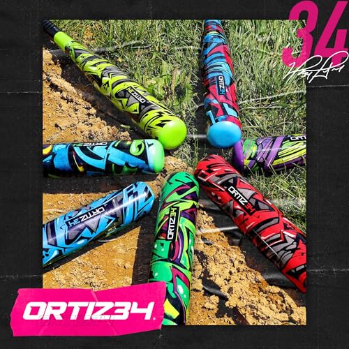 Ortiz34 Bat & Ball Set - Graffiti Plastic Bat & Ball Homerun Set- David Ortiz Backyard Baseball Set for Youth, Kids, Teenagers, Adults (Bat & Ball Set, Blue) - color: Pink, style: Bat & Ball Set
