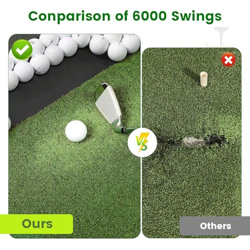 Golf Hitting Mat with Ball Tray, 5x4 / 6x4 ft, 26mm / 31mm Thick, Pro & Elite Turf with Swing Path Line, Premium Golf Practice Mat for Indoor & Outdoor Swing, Chipping, Training - style: 5×4 ft PRO Turf – 26mm