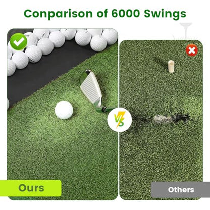 Golf Hitting Mat with Ball Tray, 5x4 / 6x4 ft, 26mm / 31mm Thick, Pro & Elite Turf with Swing Path Line, Premium Golf Practice Mat for Indoor & Outdoor Swing, Chipping, Training - style: 5×4 ft PRO Turf – 26mm