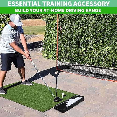 Commercial-Grade Golf Ball Tray for Practice Mat, 100-Ball Golf Ball Holder with 5 Drainage Holes, High-Strength Plastic Base, All-Weather Golf Accessories for All Hitting Mats