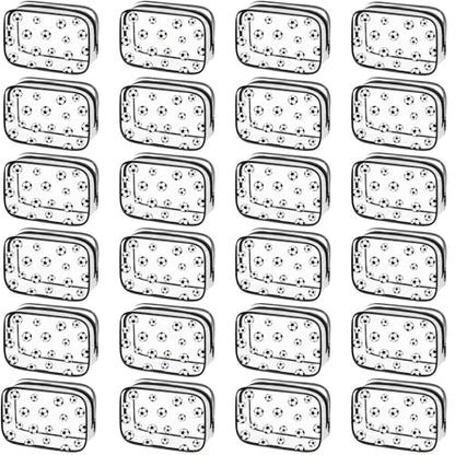 Kacctyen 24 Pcs Soccer Clear Makeup Bag with Zipper Bulk Sport Goodie Clear PVC Pouch Organizer Waterproof Travel Case for Woman Team Gifts Birthday Decorations Supplies - style: Soccer