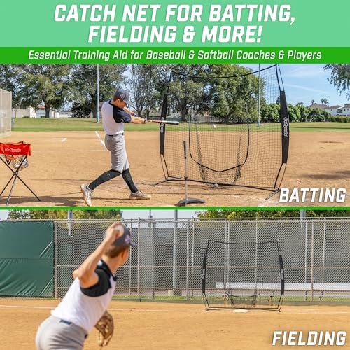 GoSports 7 x 7 ft Baseball & Softball Nets - Available in Team Colors - Batting & Pitching Net with Strike Zone - color: Black