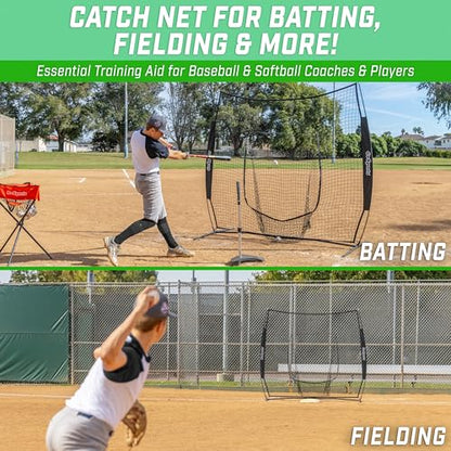 GoSports 7 x 7 ft Baseball & Softball Nets - Available in Team Colors - Batting & Pitching Net with Strike Zone - color: Black