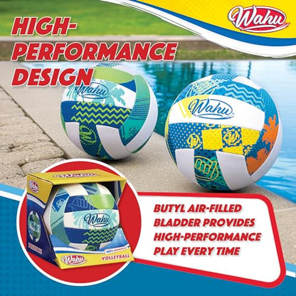 WAHU 100% Waterproof Soft Beach Volleyball for Play in and Out of Water, Outdoor Regulation Size 5 Volleyball for Beach and Pool, Green