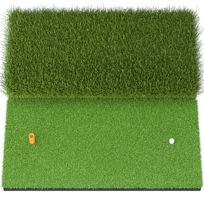 JAYA Golf Hitting Mat with Heavy Rubber Base, Foldable Golf Practice Mat for Indoor & Outdoor Training, Dual Turf Fairway & Rough Grass Mat for Swing, Chipping and Driving Practice - size: 24" x 24"