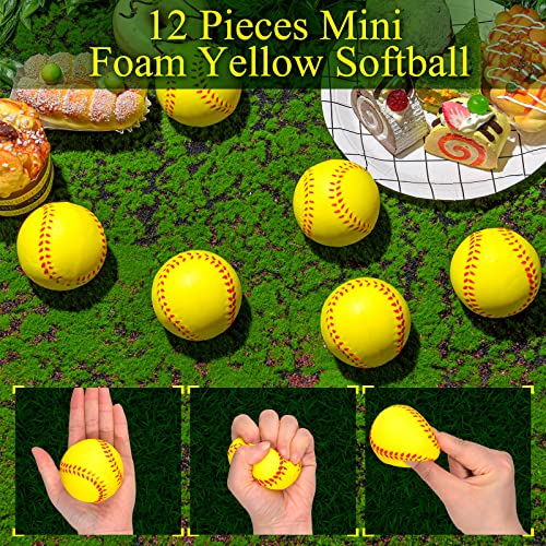 Minatee 12 Pieces Mini Softballs Foam Softball, Stress Balls 2.5' Sports Balls Goodie Bag Stuffers, Small Squeeze Anxiety Bulk Ball, Birthday Gift School Carnival Party Favors Supplies