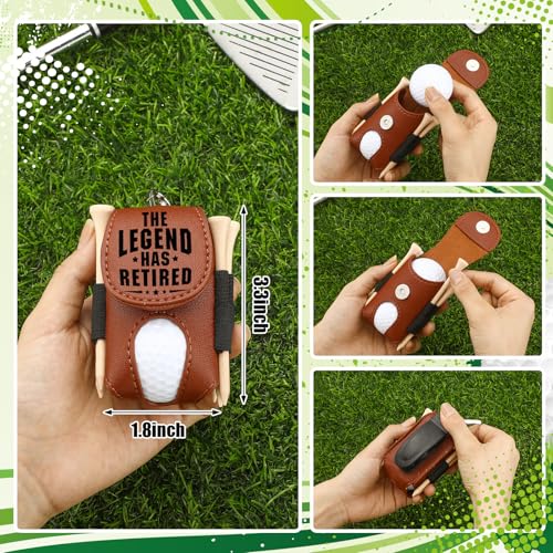 Realspring 8 Pcs Father's Day Golf Retired Gifts Set Daddy Grandpa Golf Gifts, Ball Pouch Bag and 5 Pcs Wood Tees 2 Balls Christmas Birthday Gift for Men, Grandpa from Daughter Son