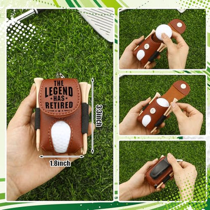 Realspring 8 Pcs Father's Day Golf Retired Gifts Set Daddy Grandpa Golf Gifts, Ball Pouch Bag and 5 Pcs Wood Tees 2 Balls Christmas Birthday Gift for Men, Grandpa from Daughter Son