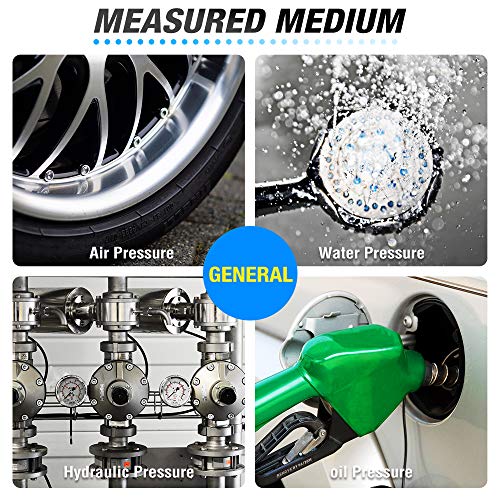 0-160Psi 2" DIAL FACE 1/4" NPT Well Pump Pressure Gauge, with 1/2" NPT and 3/8" NPT Hex Bushing, 3-2-3% Accuracy, Lower Mount - size: 0-160Psi, style: 1/4"NPT Lower Mount