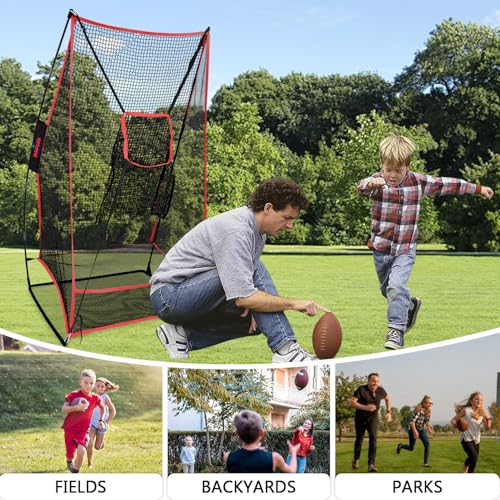 Kapler 2-in-1 Football Kicking Throwing Net - 6x3ft Portable Field Goal w/Two Detachable Target for Punt/Kick/Pass/Snap/Throw Training - Youth and Adults Backyard Outdoor Home Use